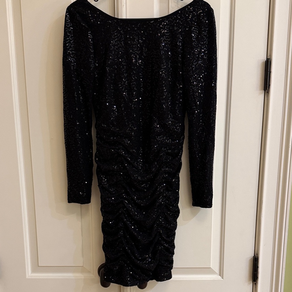 Aidan Mattox Black Sequin Long Sleeve Dress Size 6